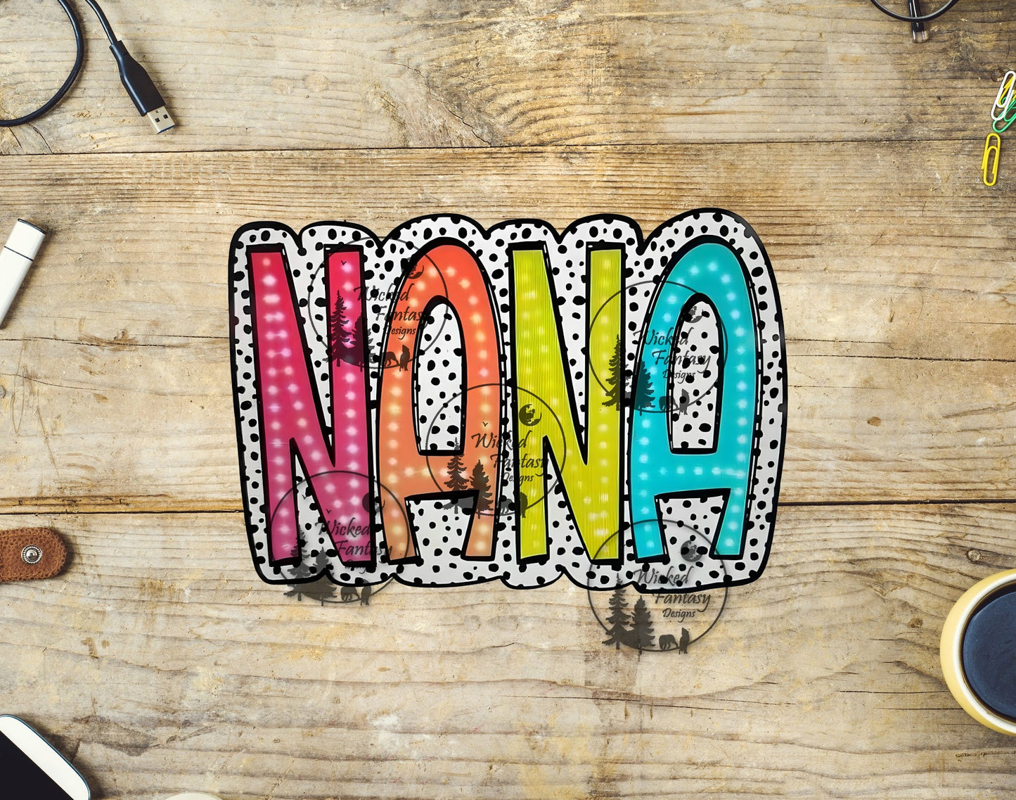 UVDTF Nana Pastel with Polka Dots 16oz 40oz Tumbler Wrap Element