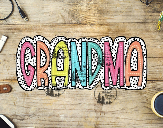 UVDTF Grandma Pastel with Polka Dots 16oz 40oz Tumbler Wrap Element