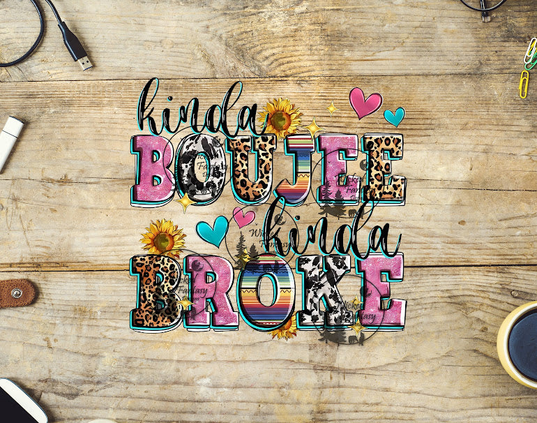 UVDTF Kinda Boujee Kinda Broke Leopard and Cow Print