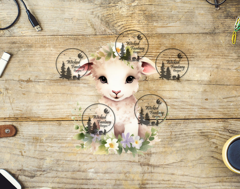 UVDTF Cute Lamb in Flowers