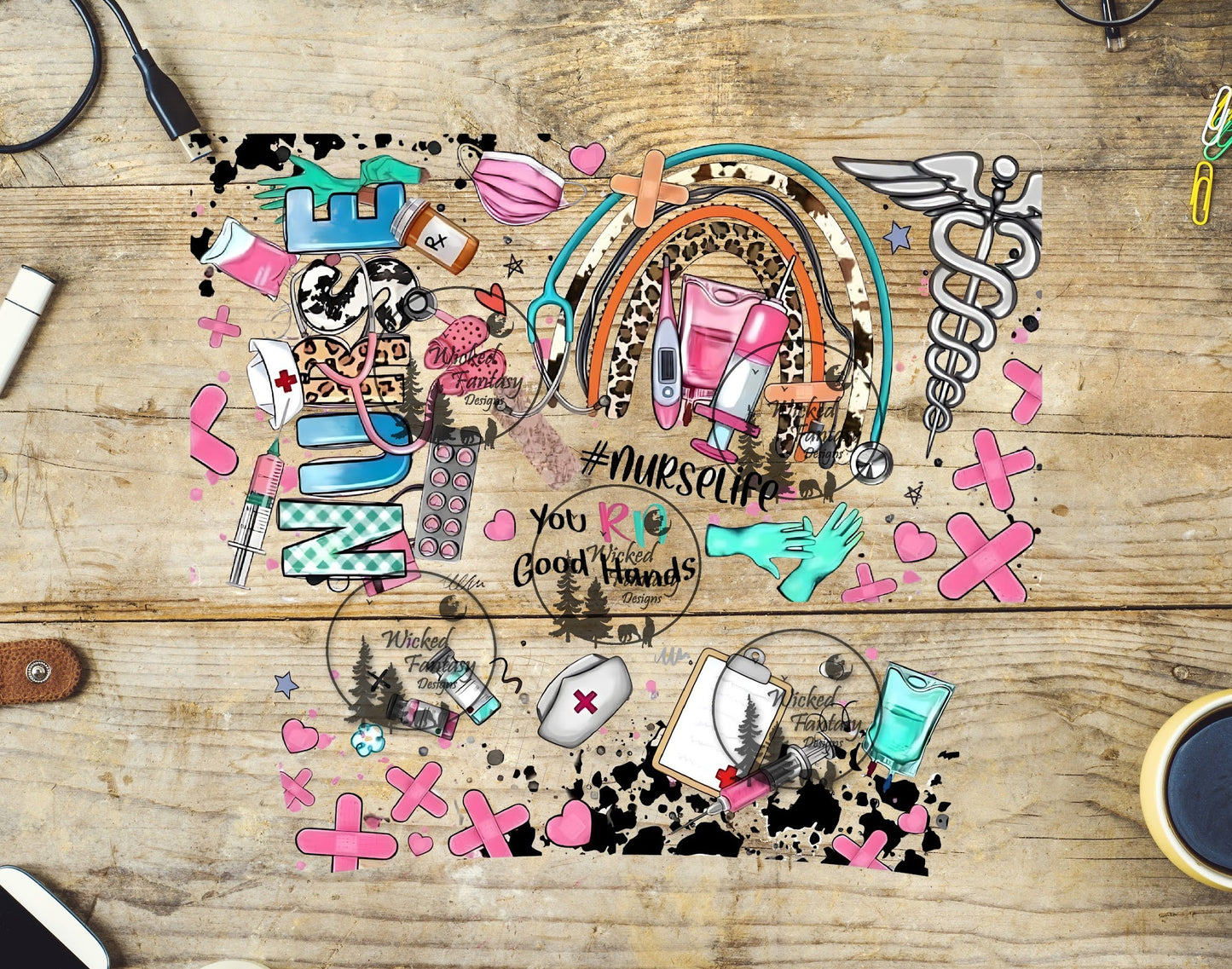 UVDTF Nurse Life Element 40oz 16oz Multiple Sizes