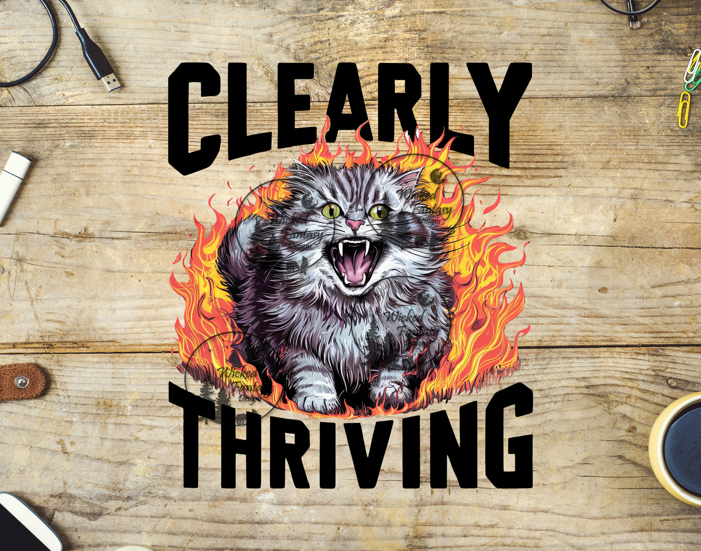 UVDTF Decal Clearly Thriving Sarcastic Cat