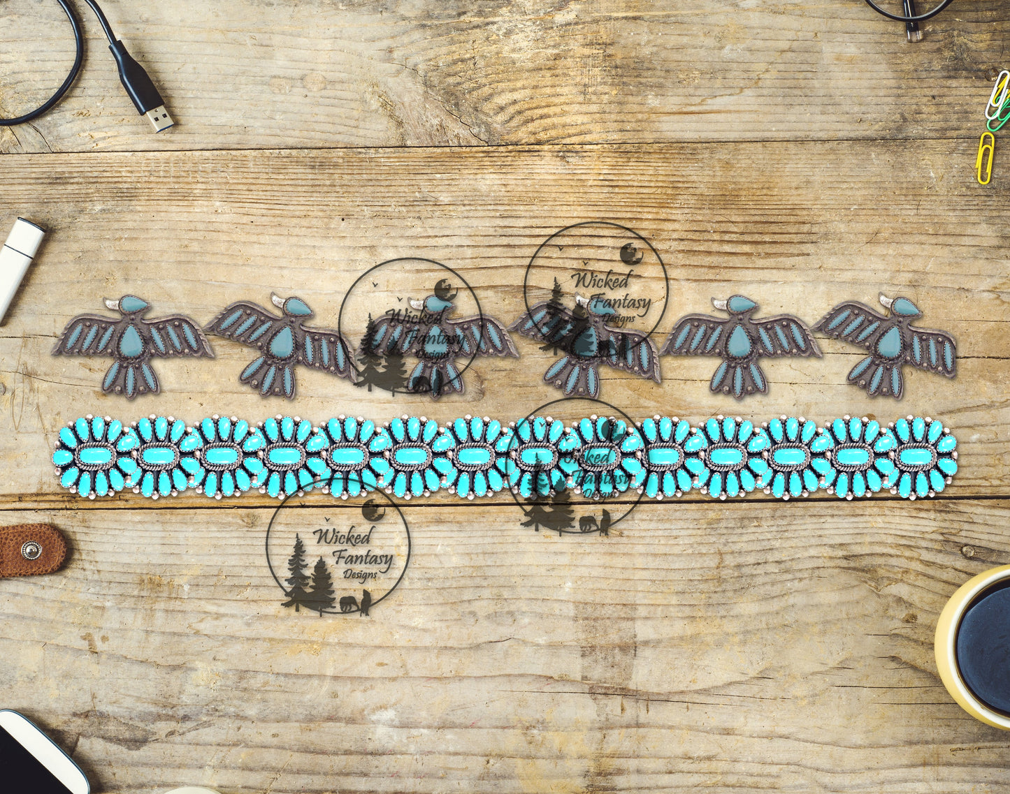 UVDTF Element Thunderbird Turquoise Concho Border