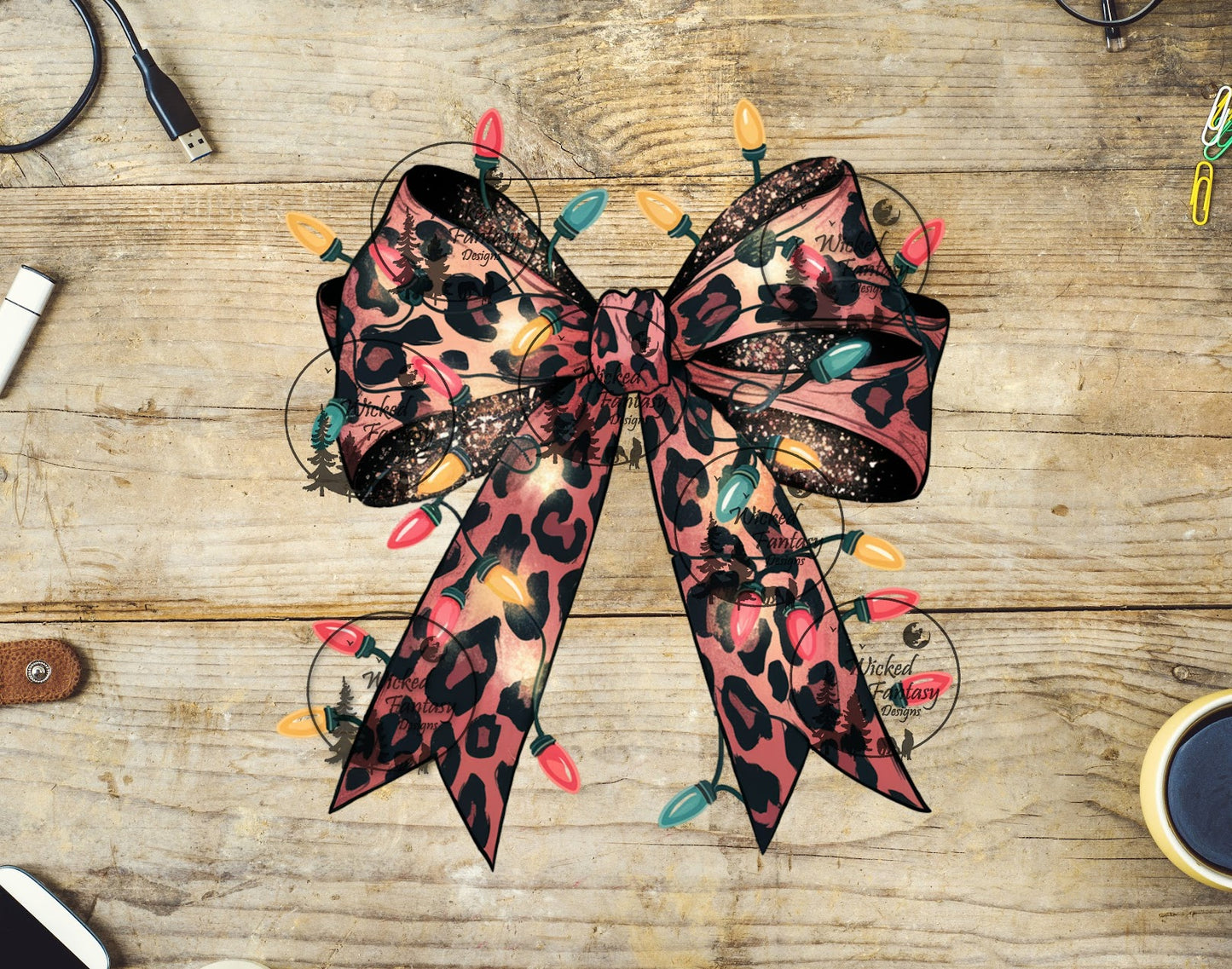 UVDTF Leopard Bow with Lights