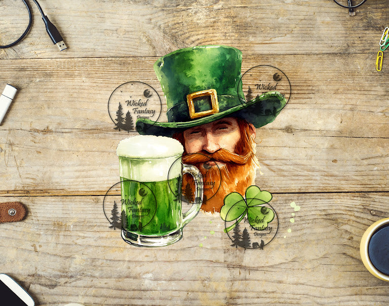 UVDTF Green Beer with Ginger Bearded Man