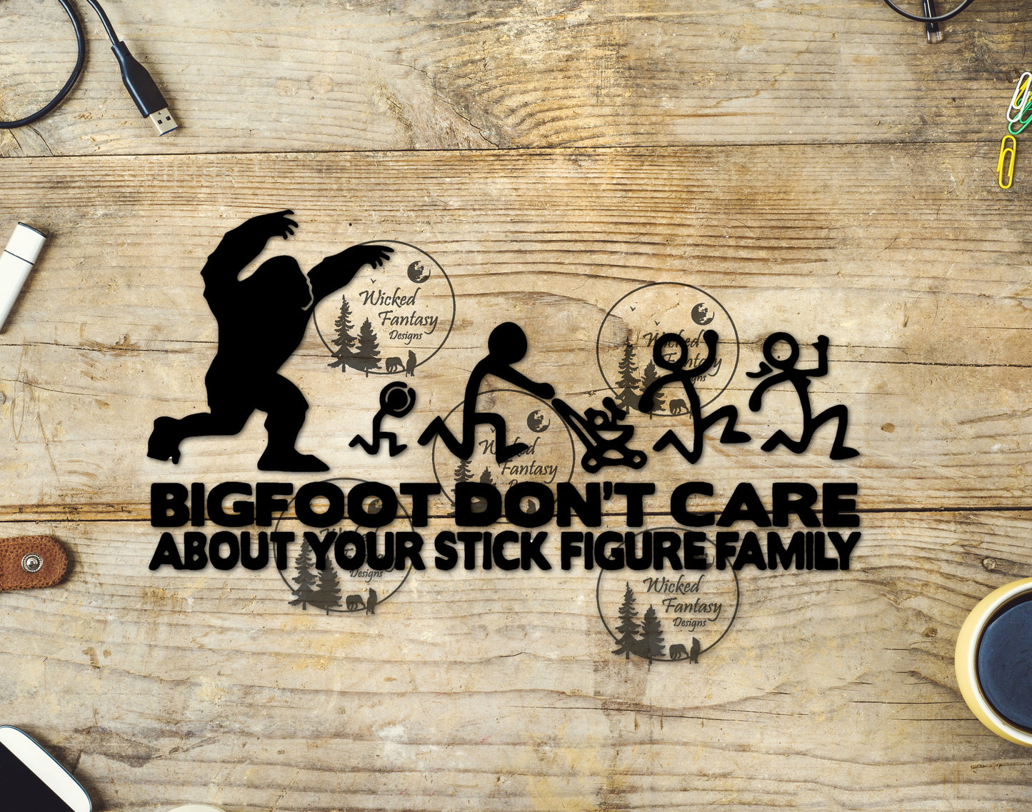 UVDTF Bigfoot Don't Care 16oz 40oz Tumbler Wrap Element