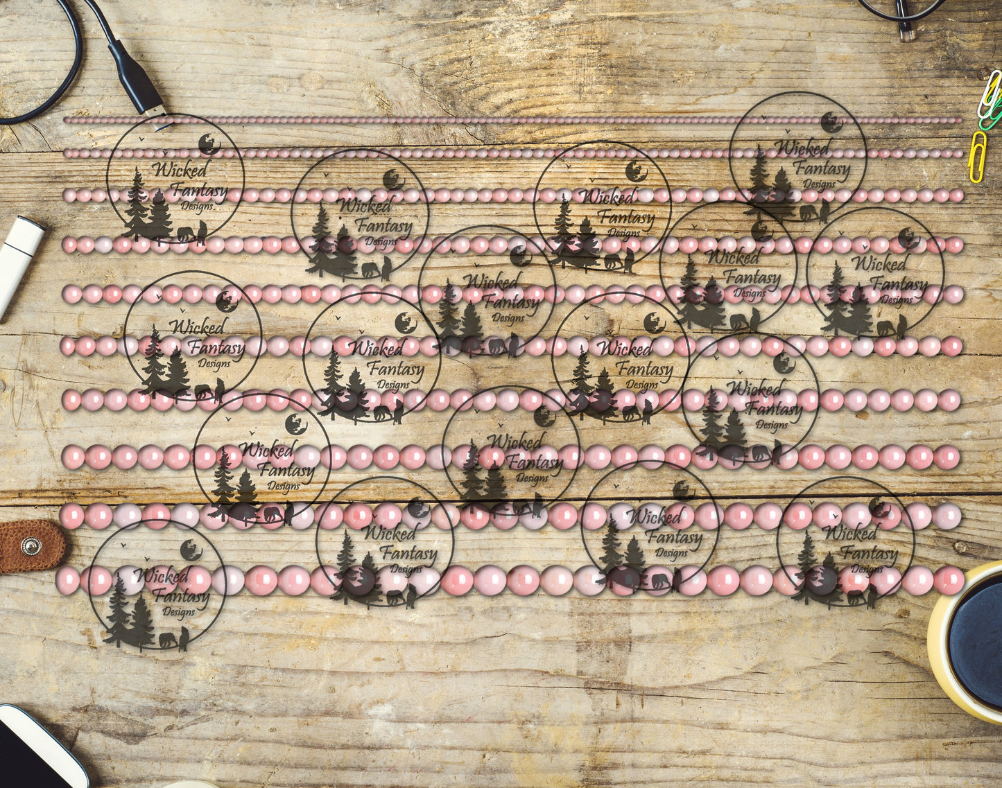 UVDTF Peruvian Pink Opal Beads 6x12" Striping