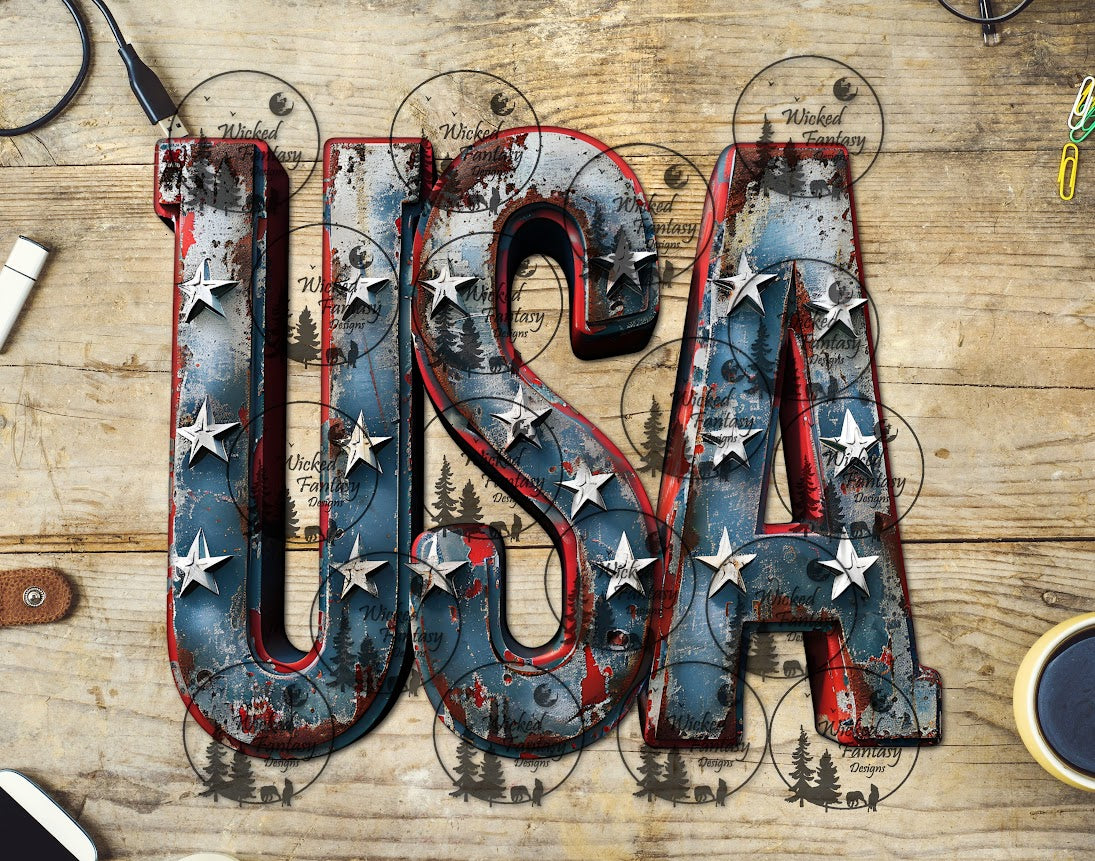 UVDTF USA Grunge Letters