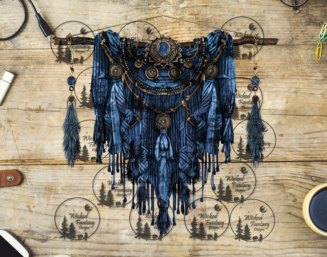 UVDTF Blue Macrame Hanging