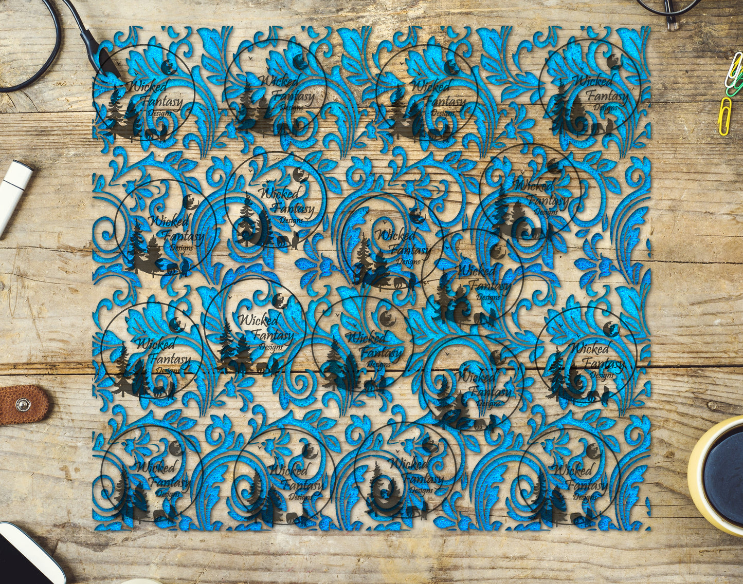 UVDTF Turquoise Textured Tooled Leather 20oz 30oz 10"x10"