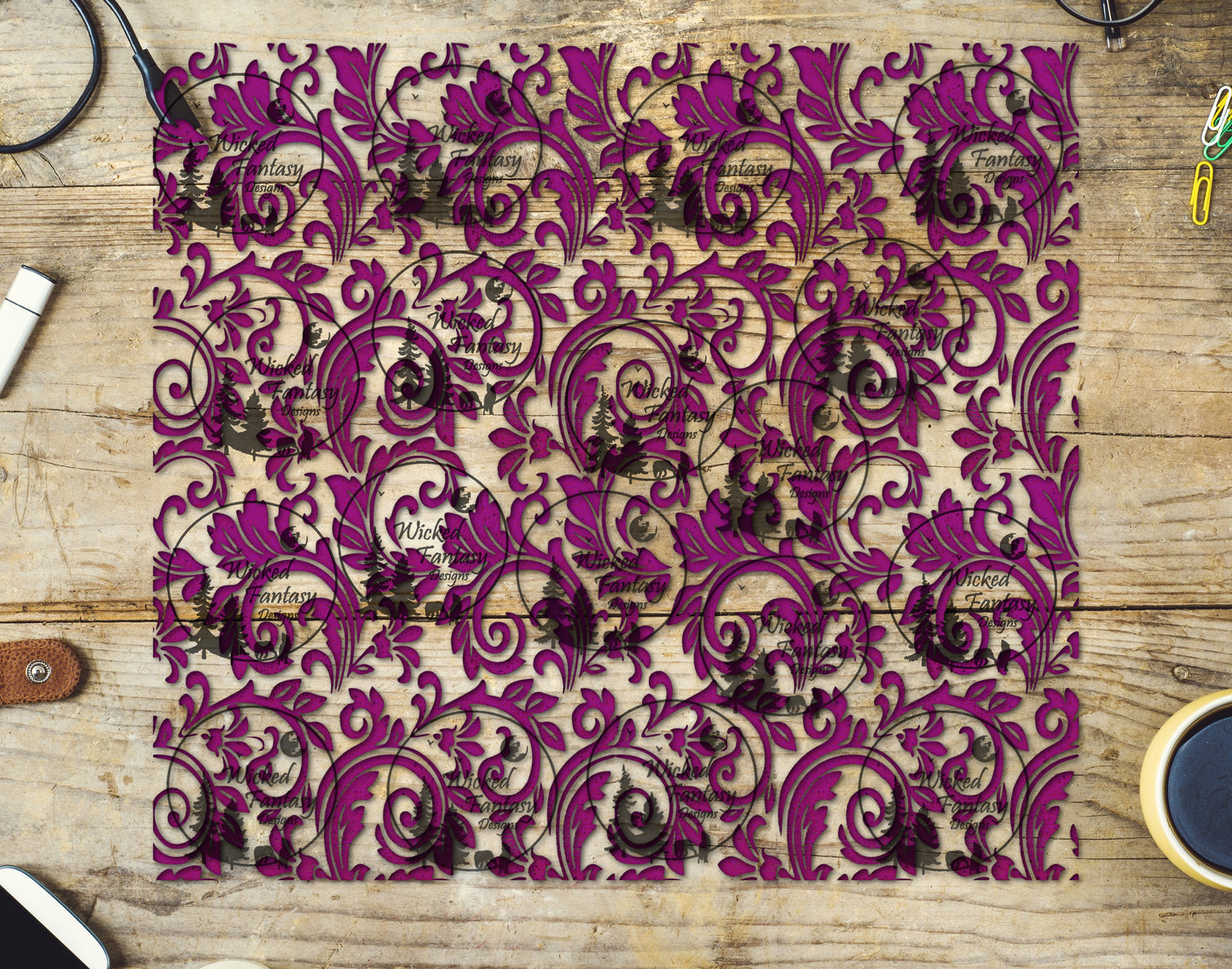 UVDTF Magenta Textured Tooled Leather 20oz 30oz 10"x10"