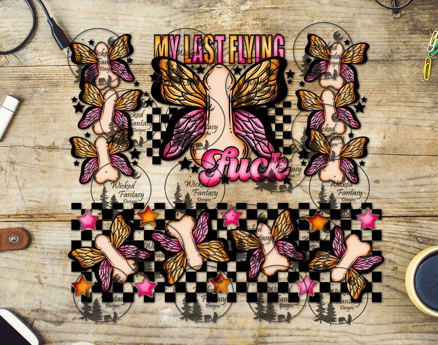 UVDTF My Last Flying F* Butterfly Peens 20oz 30oz 10"x10"
