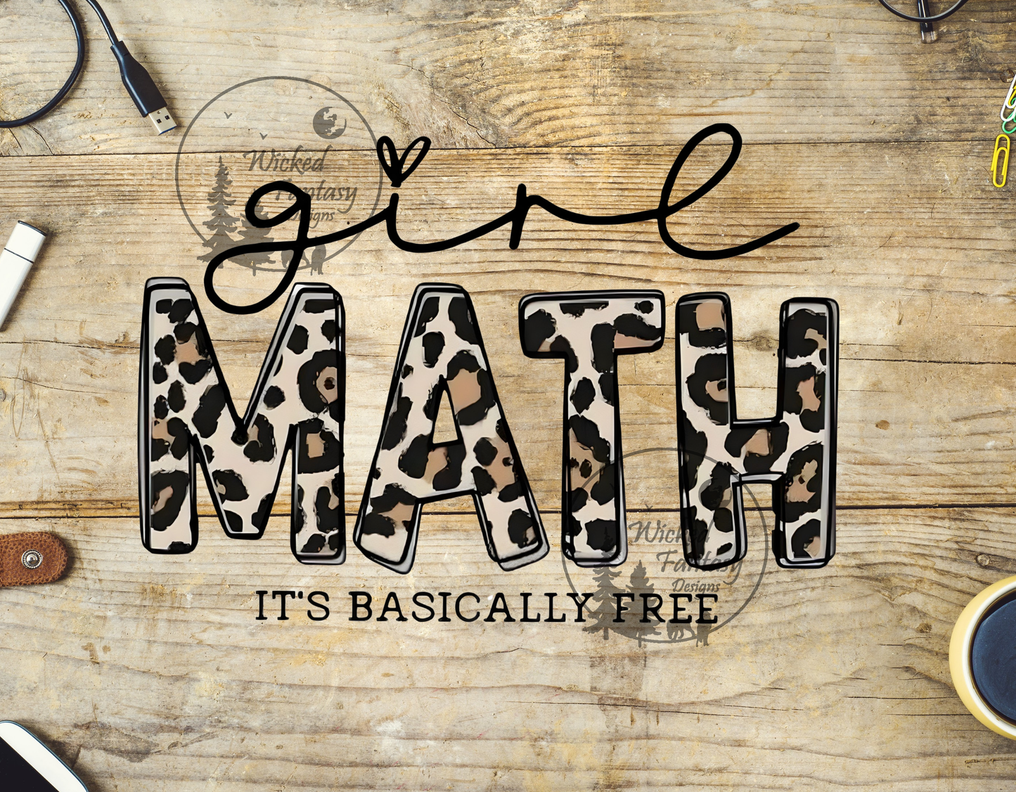 UVDTF Decal Girl Math Its Basically Free Leopard 1pc