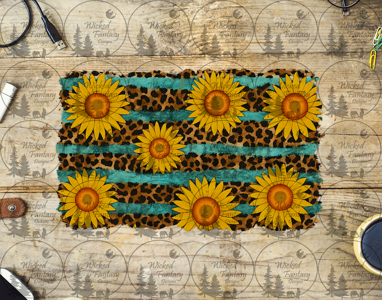 UVDTF Grunge Sunflower and Leopard Patch