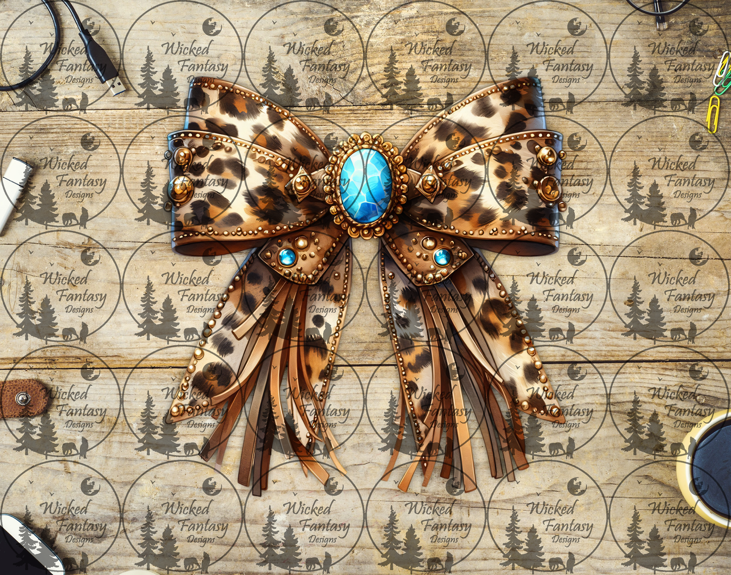 UVDTF Jeweled Leopard Print Bow