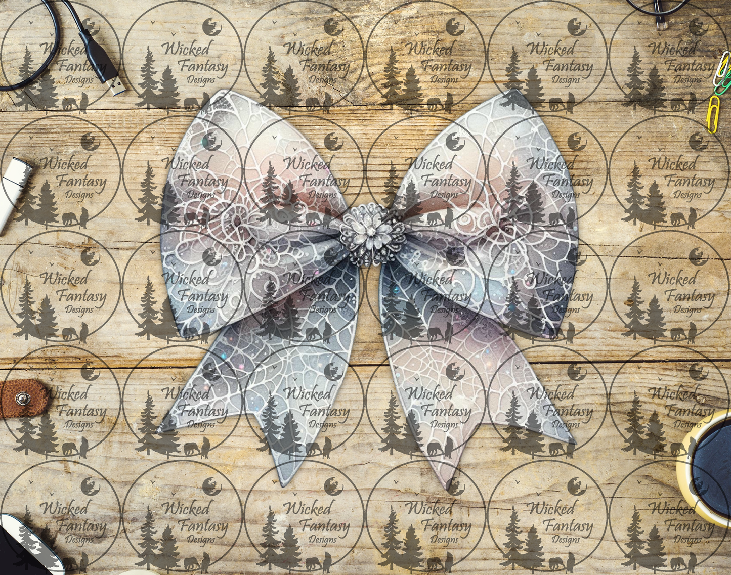 UVDTF Spiderweb Lace Bow