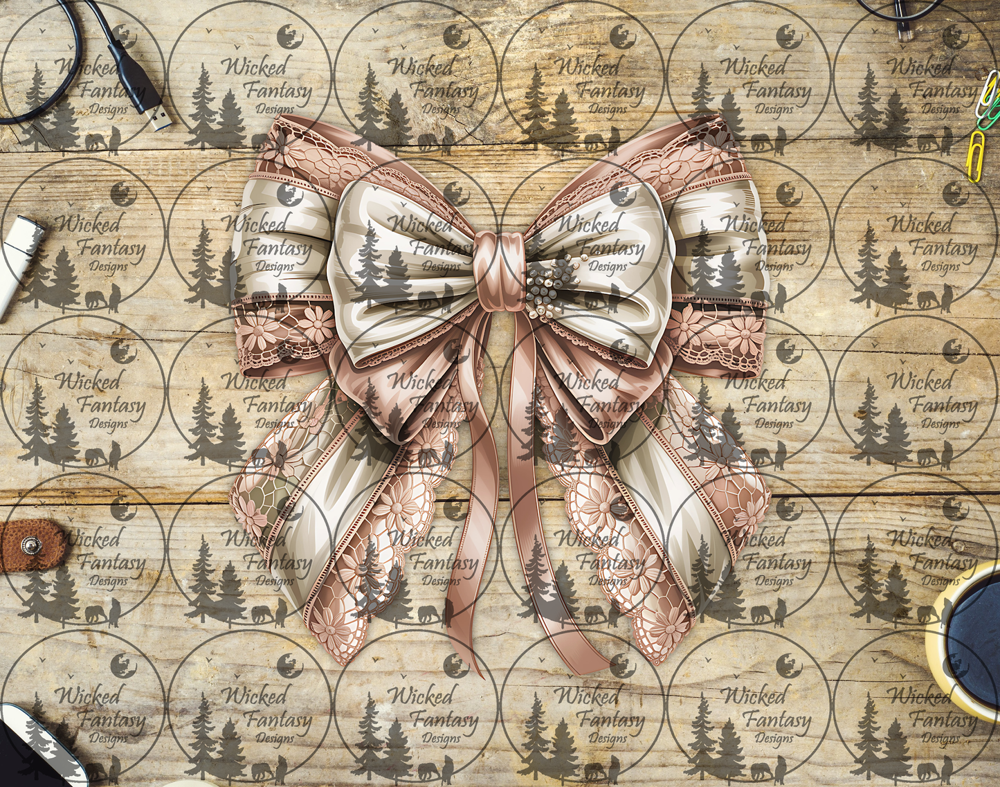 UVDTF Blush and Ivory Lace Bow