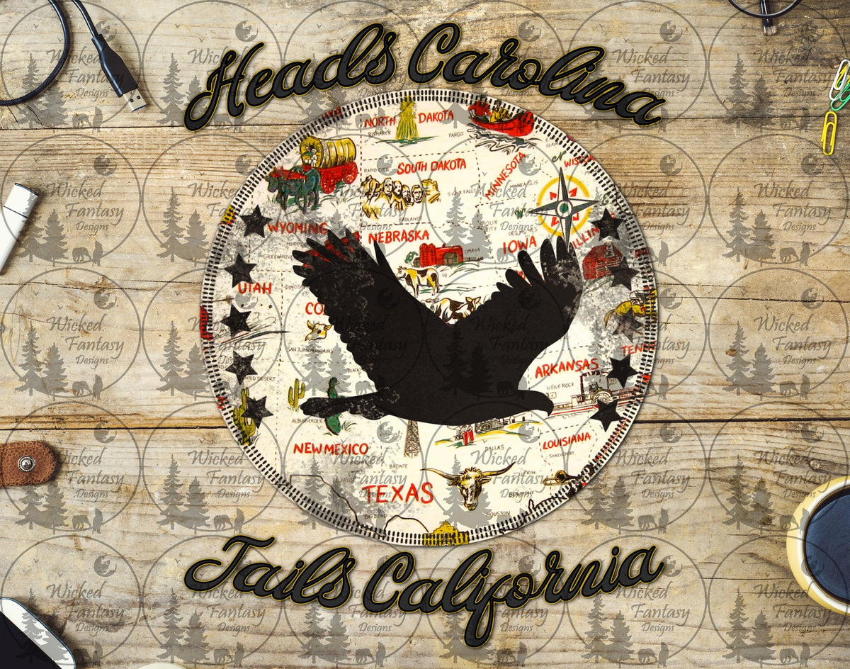 UVDTF Heads Carolina Travel Tails California