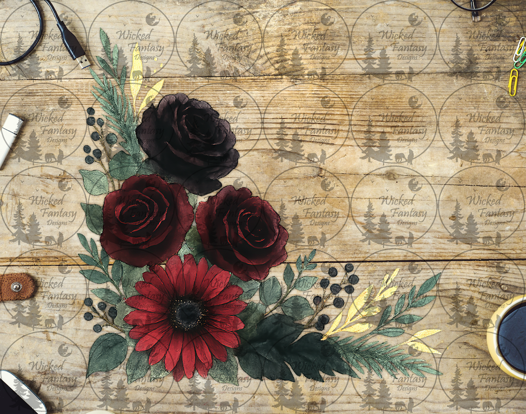 UVDTF Red Daisy and Roses – Wicked Fantasy Designs