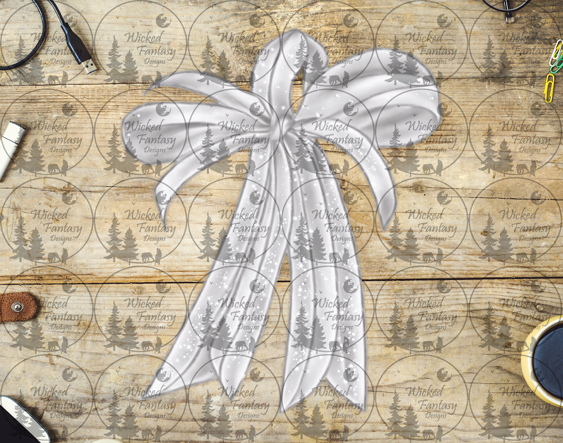 UVDTF White Sparkling Bow