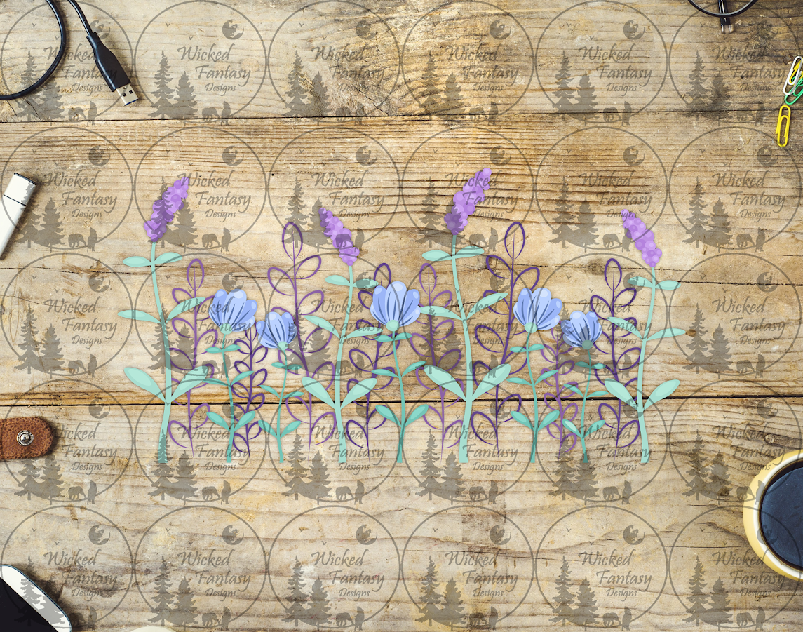 UVDTF Lavender and Line Art Flowers 16oz 40oz – Wicked Fantasy Designs