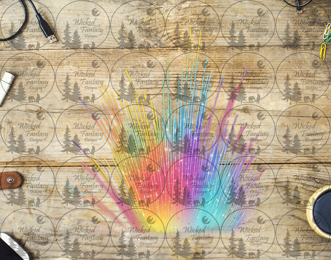 UVDTF Sparkling Brush Strokes Yellow Mint and Coral