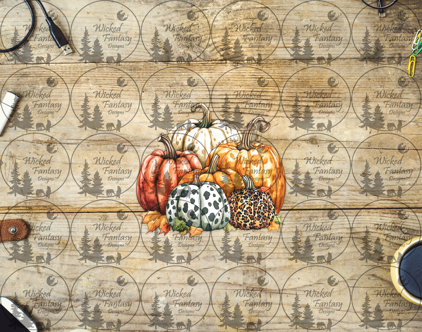 UVDTF Pumpkin Group with Cow Print and Leopard Print