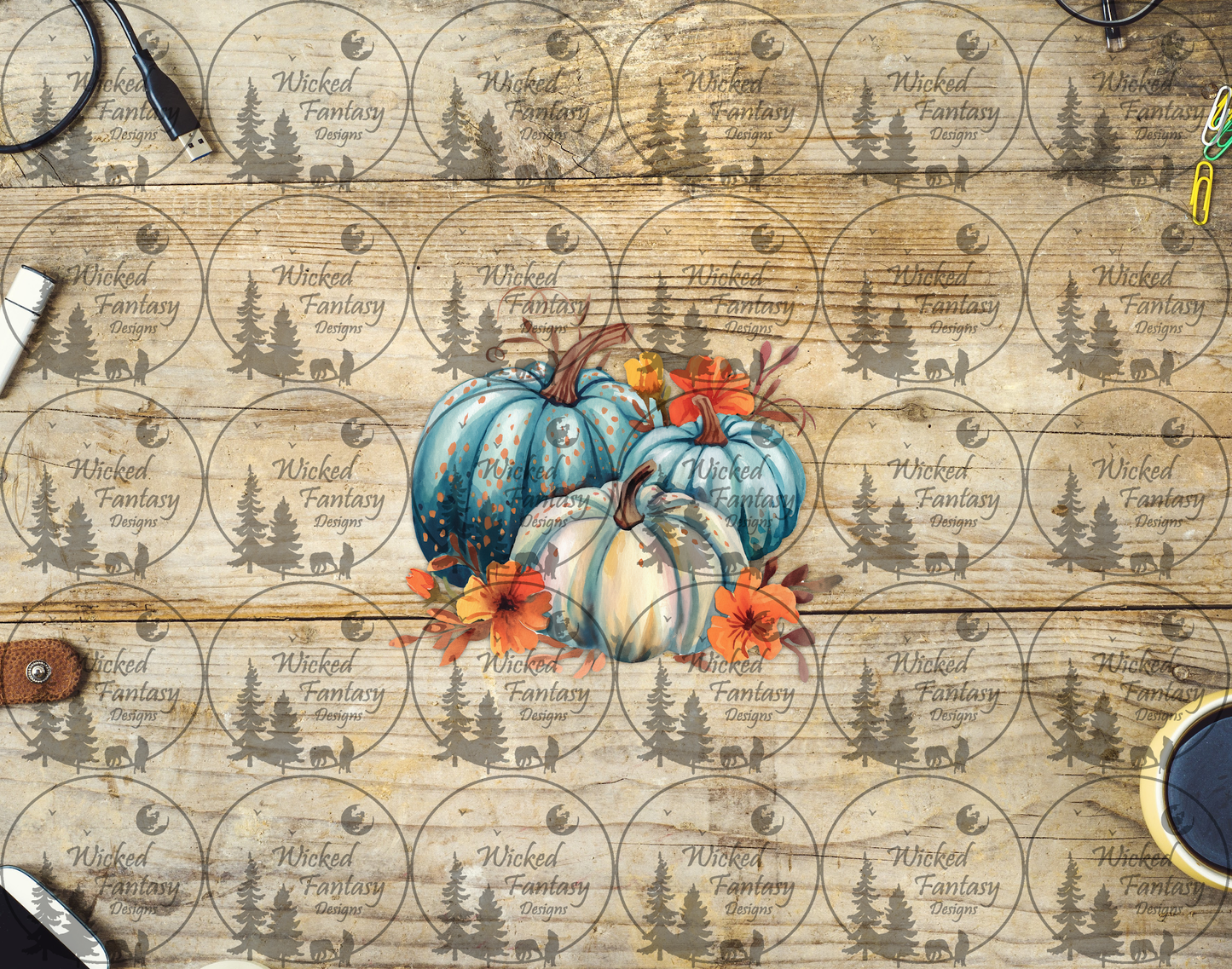 UVDTF Teal Pumpkins and Orange Florals