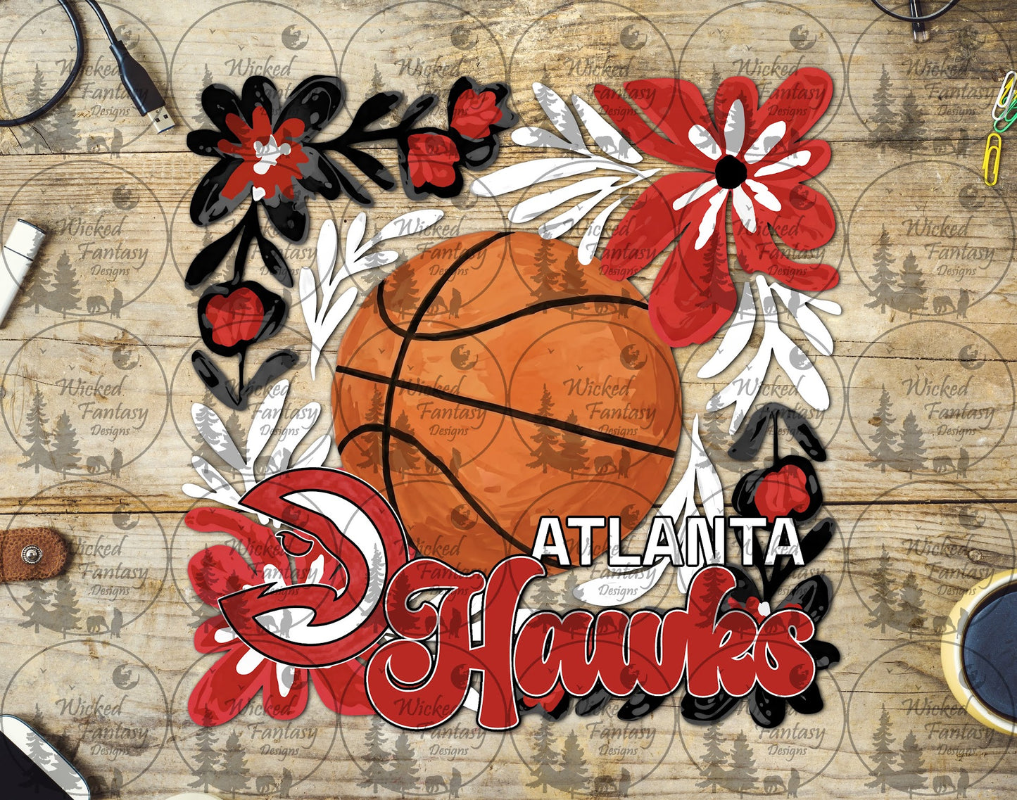 UVDTF Basketball Floral Hawk