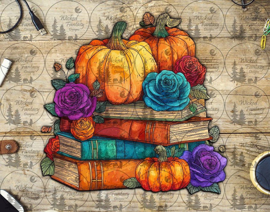 UVDTF Orange Pumpkins, Books, and Roses