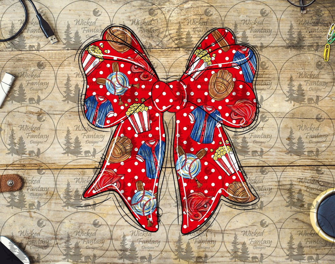 UVDTF Red Baseball Bow
