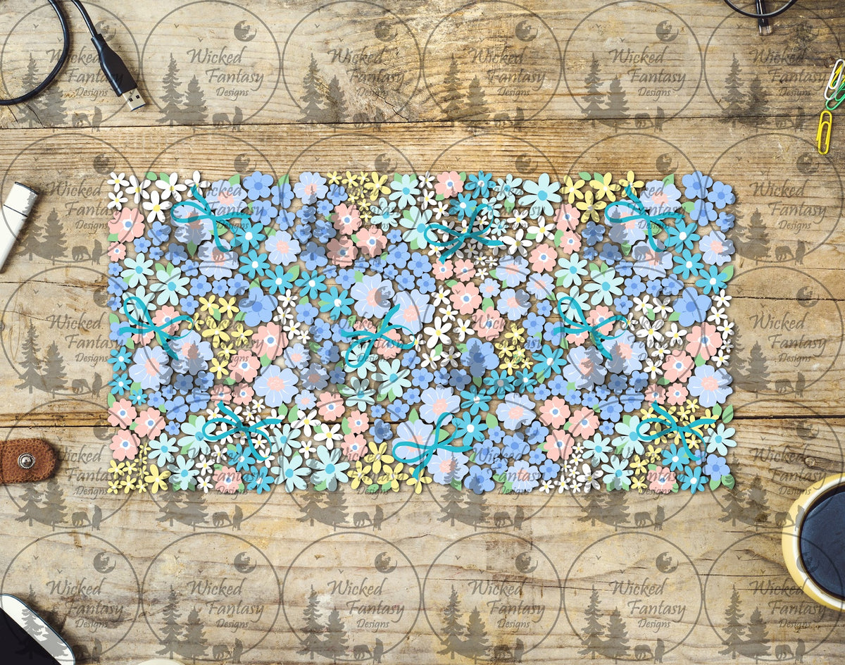 UVDTF Blue Posies and Bows 16oz 40oz