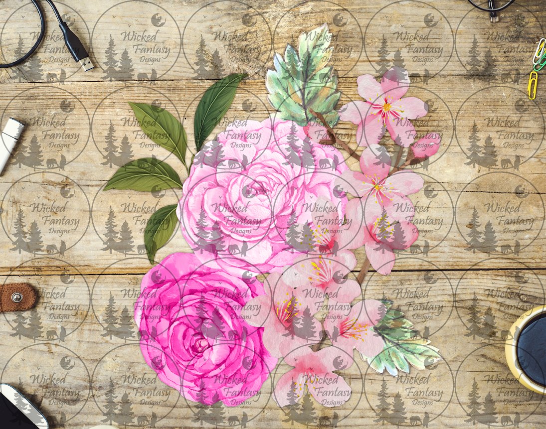 UVDTF Pink Peonies Bouquet