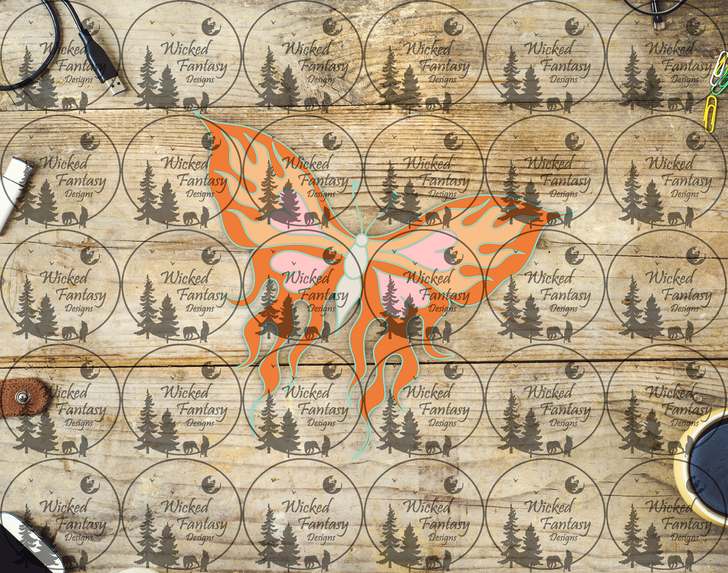 UVDTF Orange Butterfly
