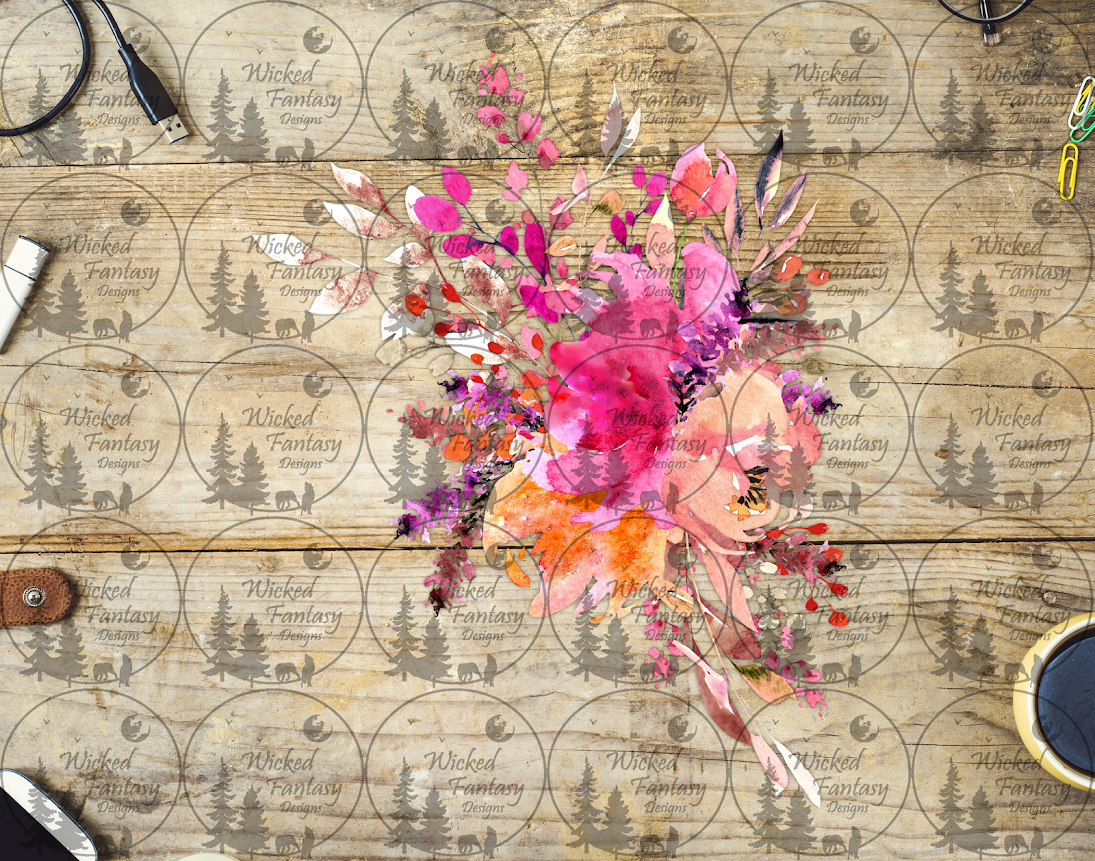 UVDTF Pink Purple and Orange Floral Spray