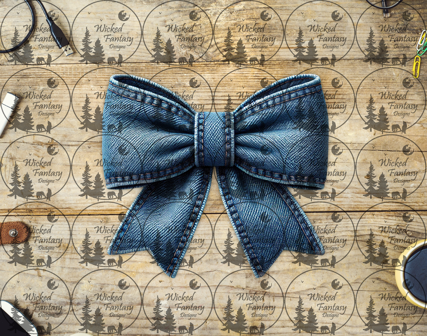 UVDTF Denim Blue Jeans Bow