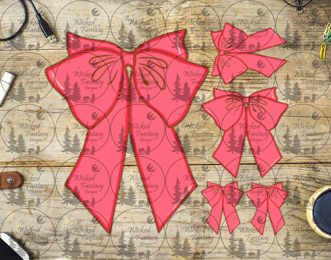 UVDTF Pink Bows 6x7" Element
