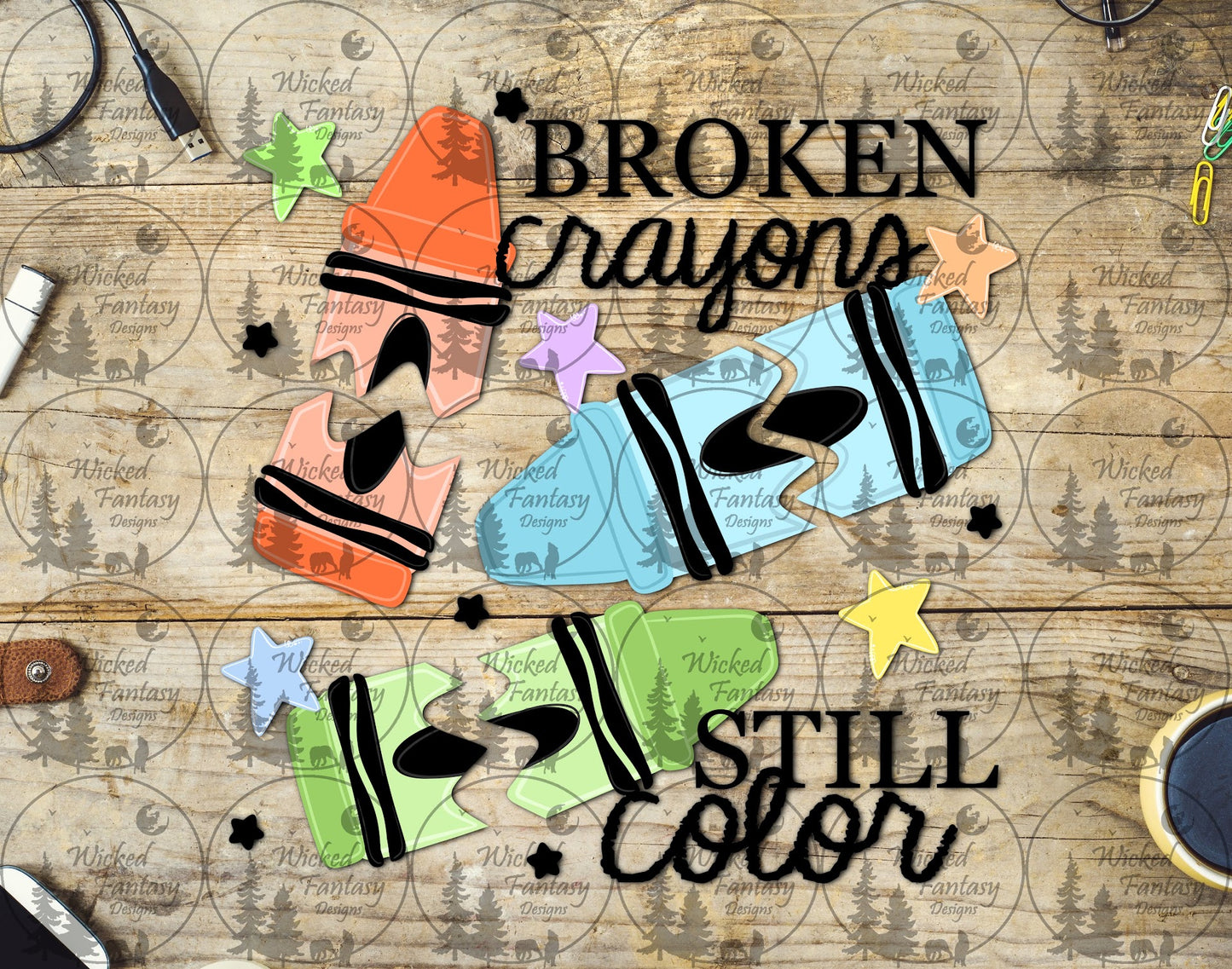 UVDTF Broken Crayons Still Color
