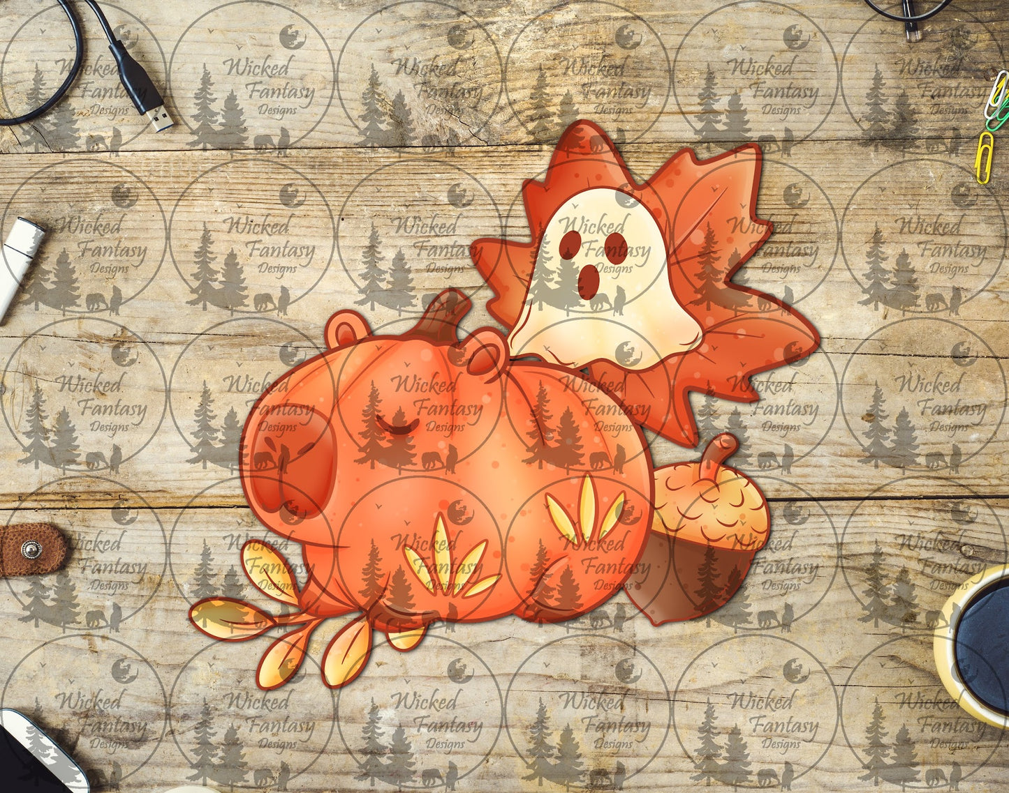 UVDTF Pumpkin Capybara with Ghost