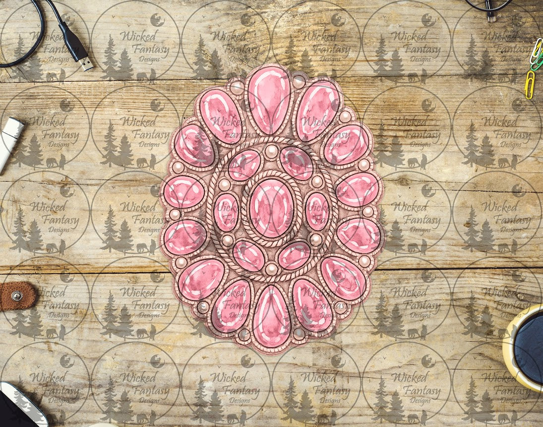 UVDTF Light Pink and Pearls Oval Concho