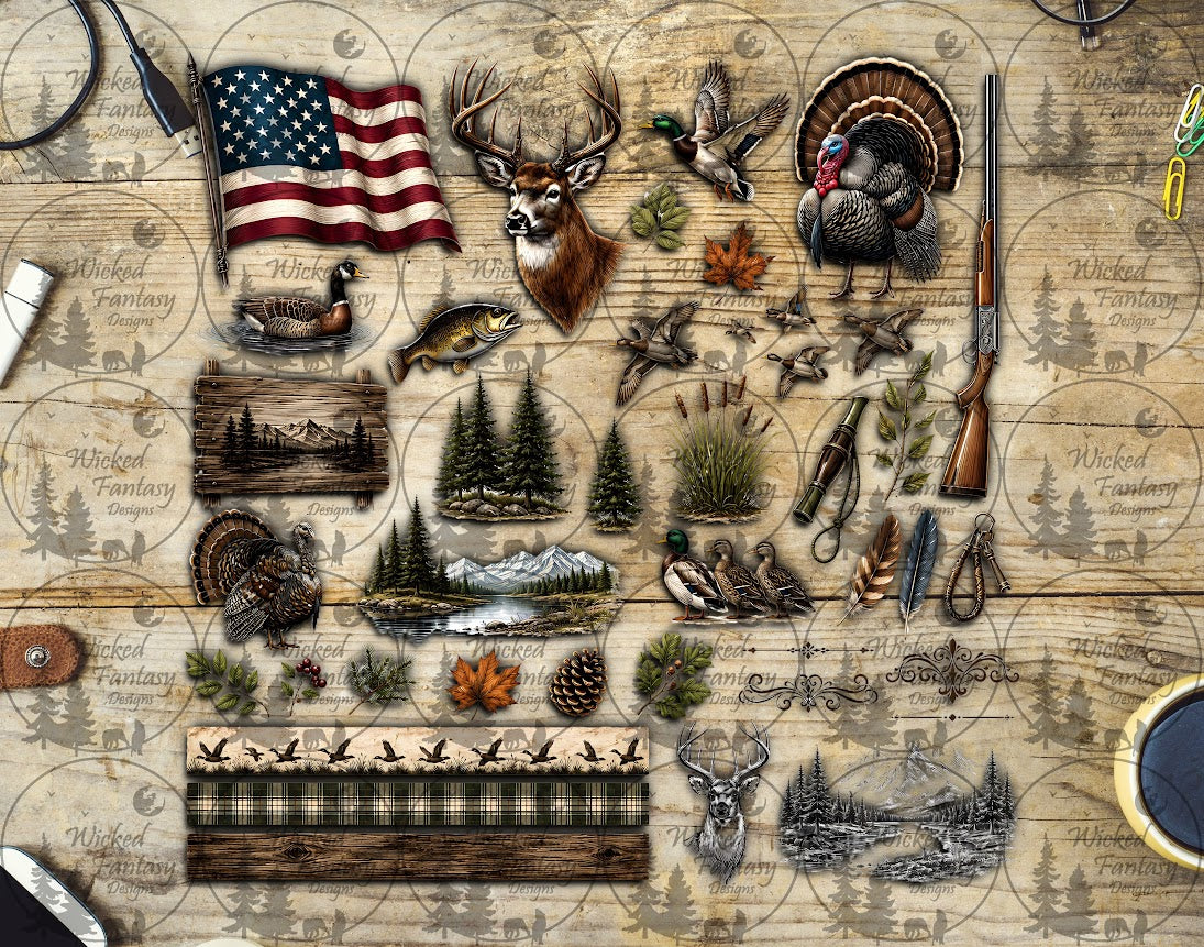 UVDTF Buck Duck and Turkey Hunting Element Sheet
