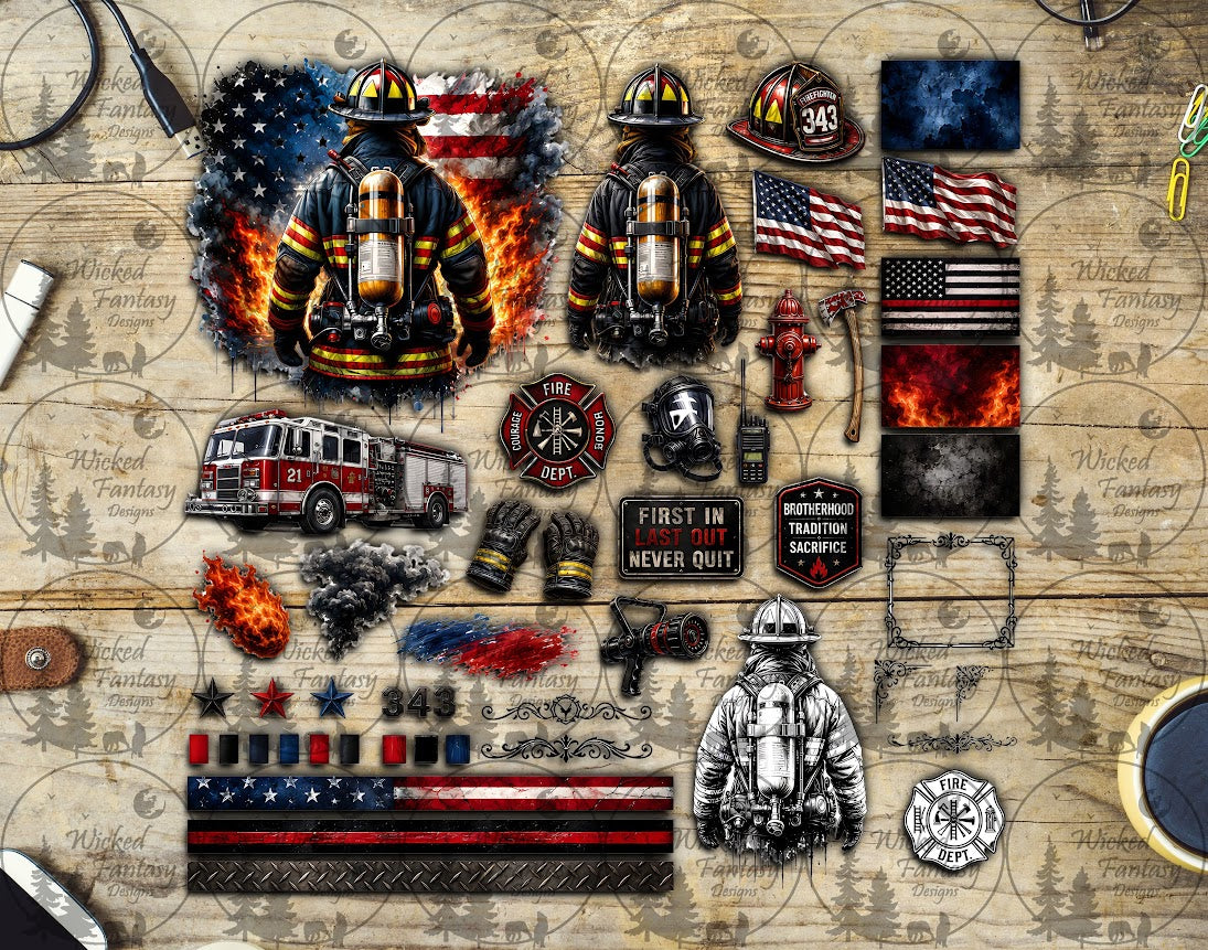 UVDTF Fireman Element Sheet