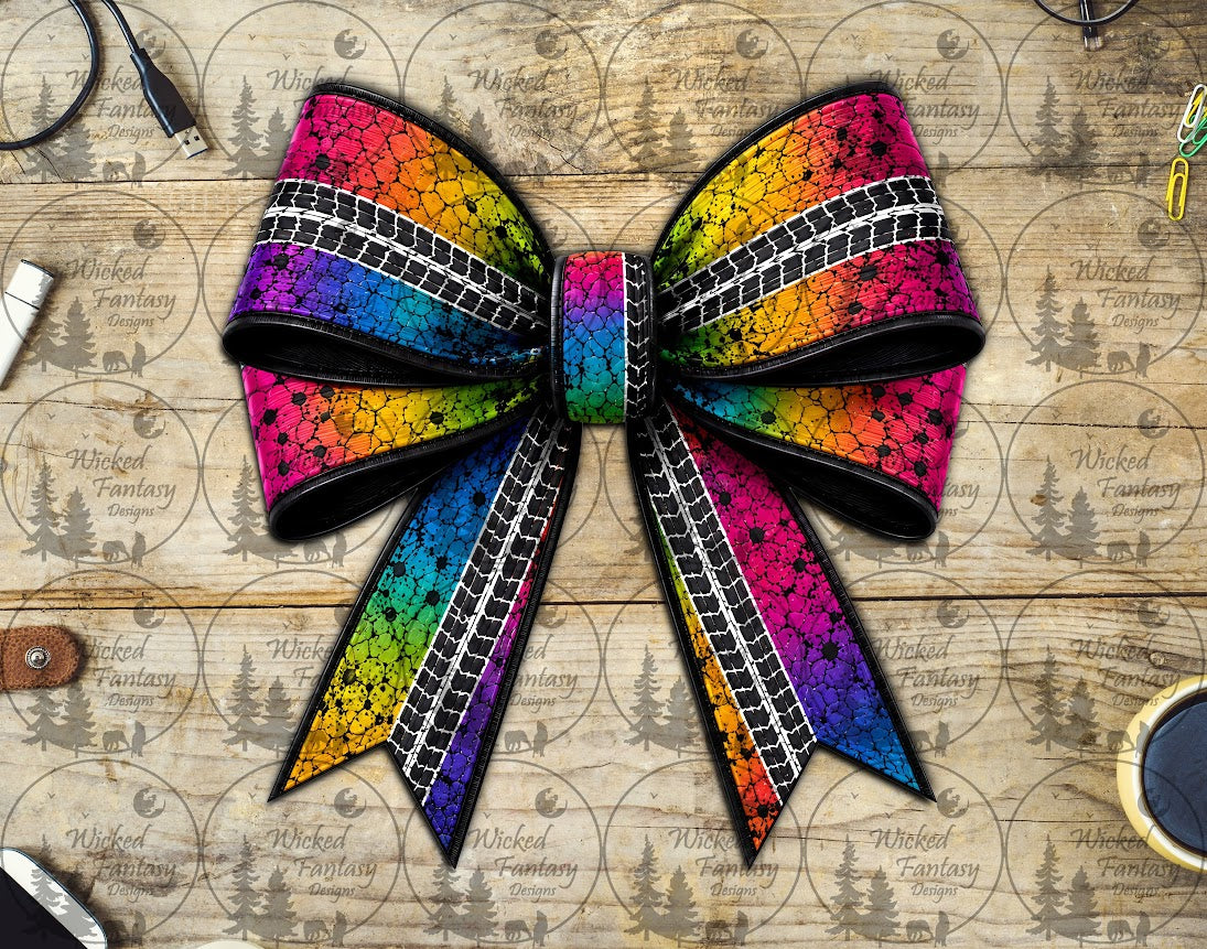 UVDTF Rainbow Tire Tracks Bow
