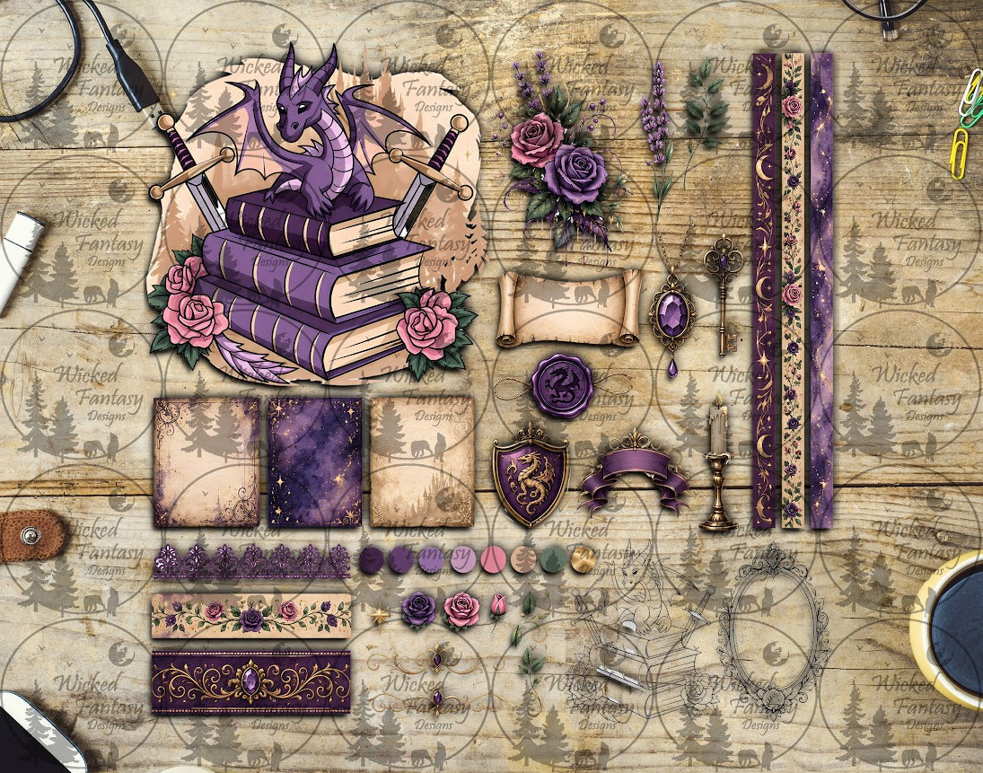 UVDTF Purple Dragon Book Stack Element Sheet