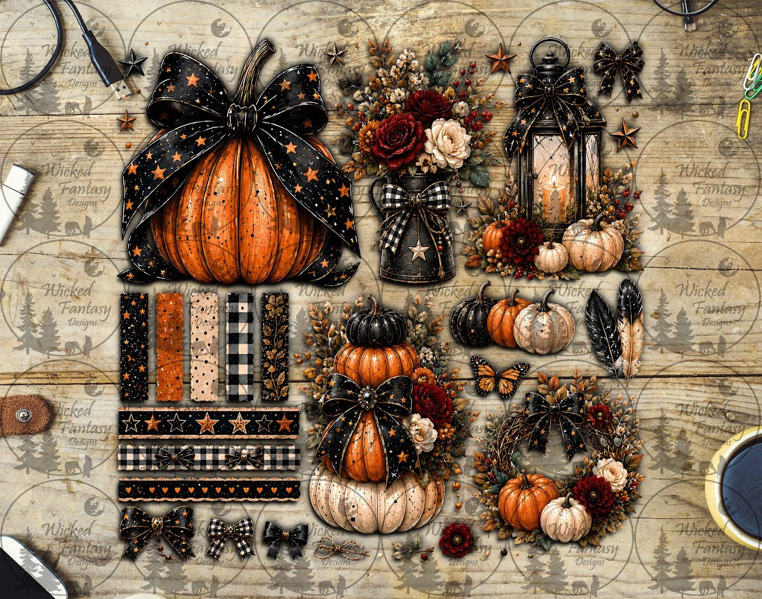 UVDTF Autumn Floral Pumpkin Element Sheet