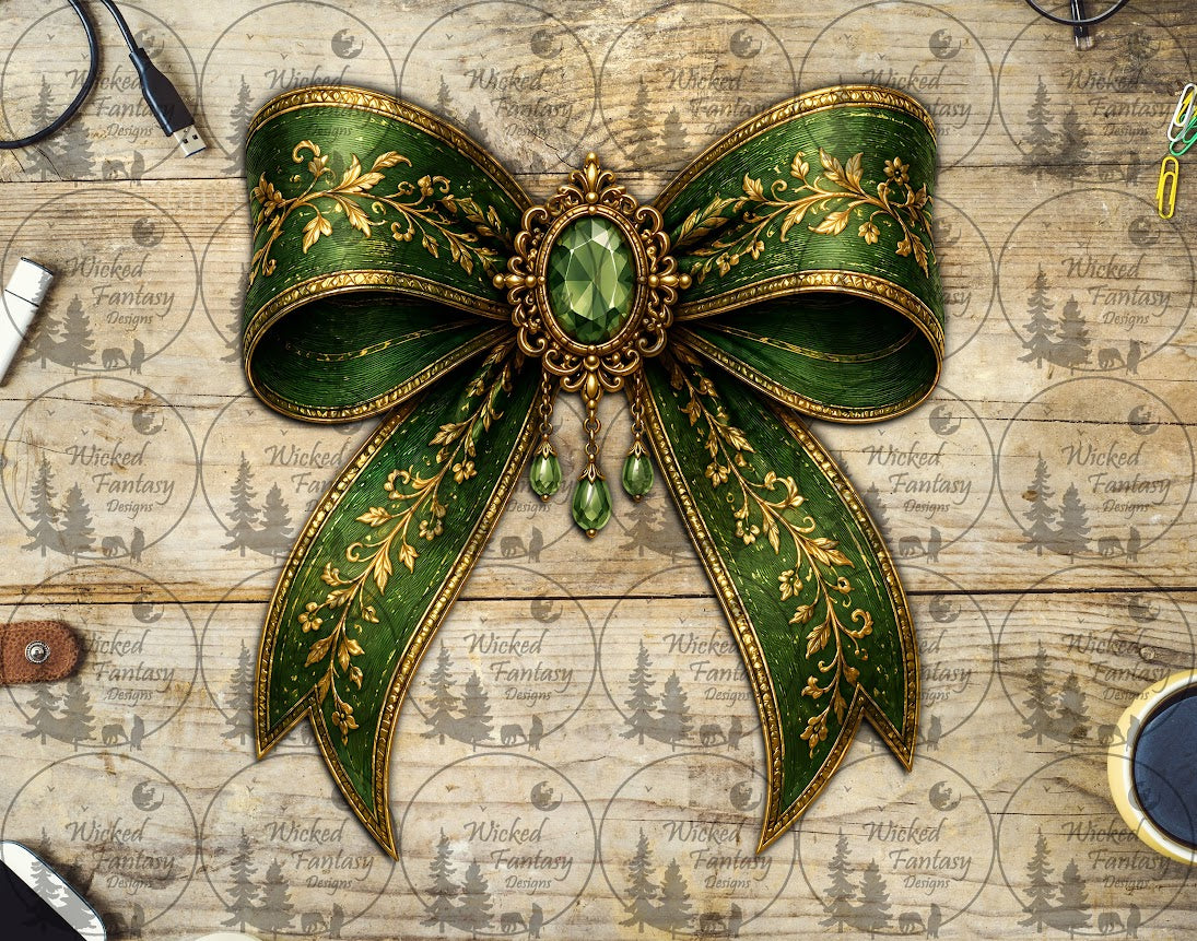 UVDTF Elven Green and Gold Bow