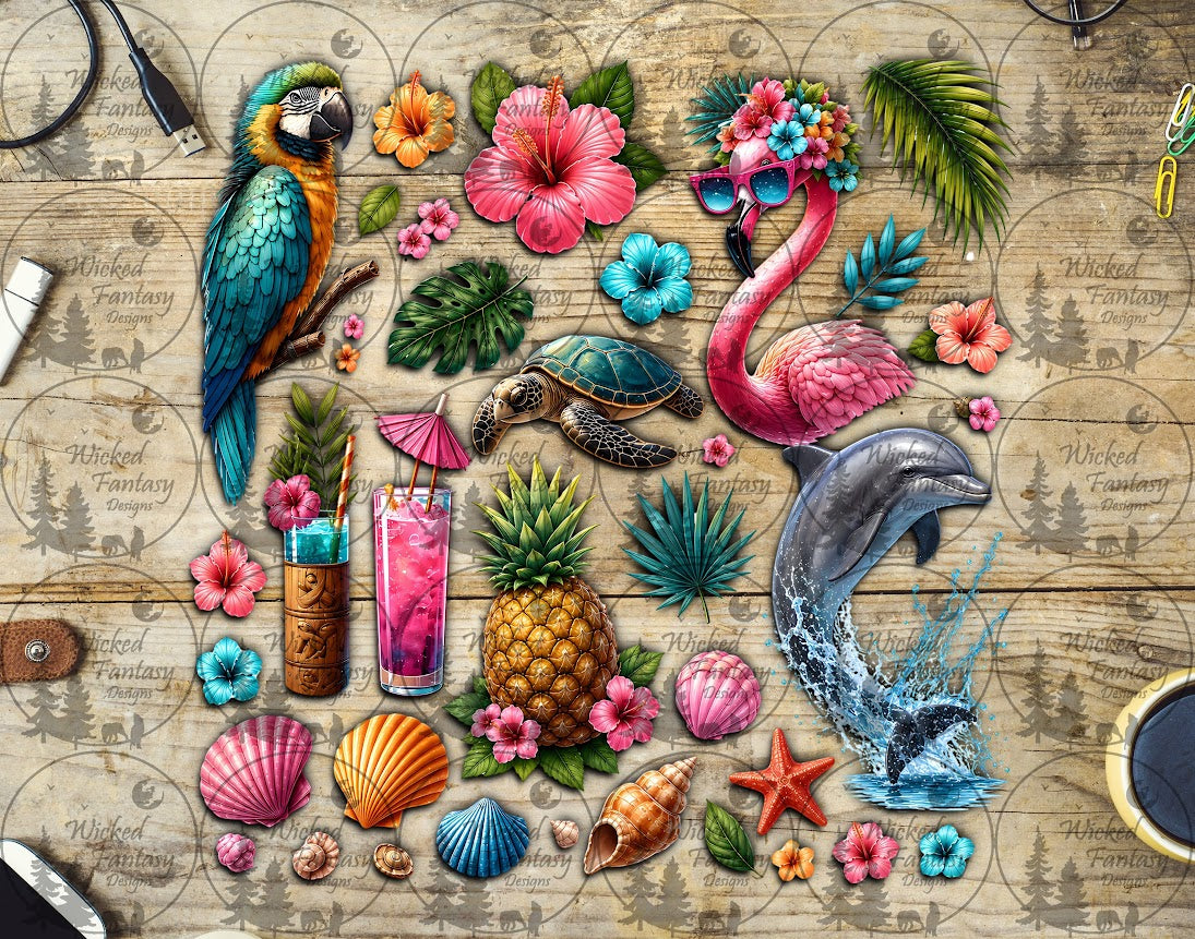UVDTF Bright Tropical Beach 11x11" Element Sheet