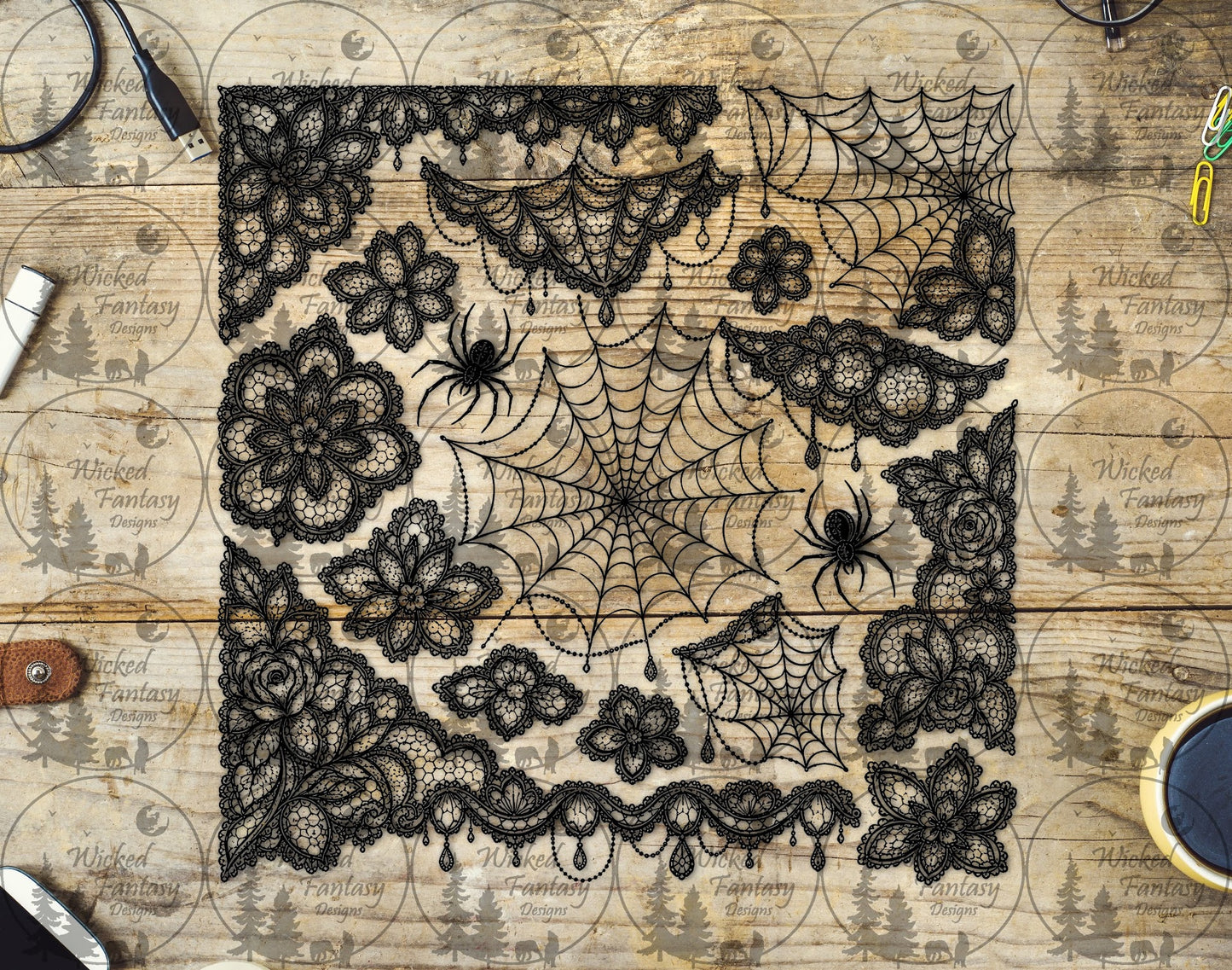 UVDTF Spider Web Lace Filler Element Sheet