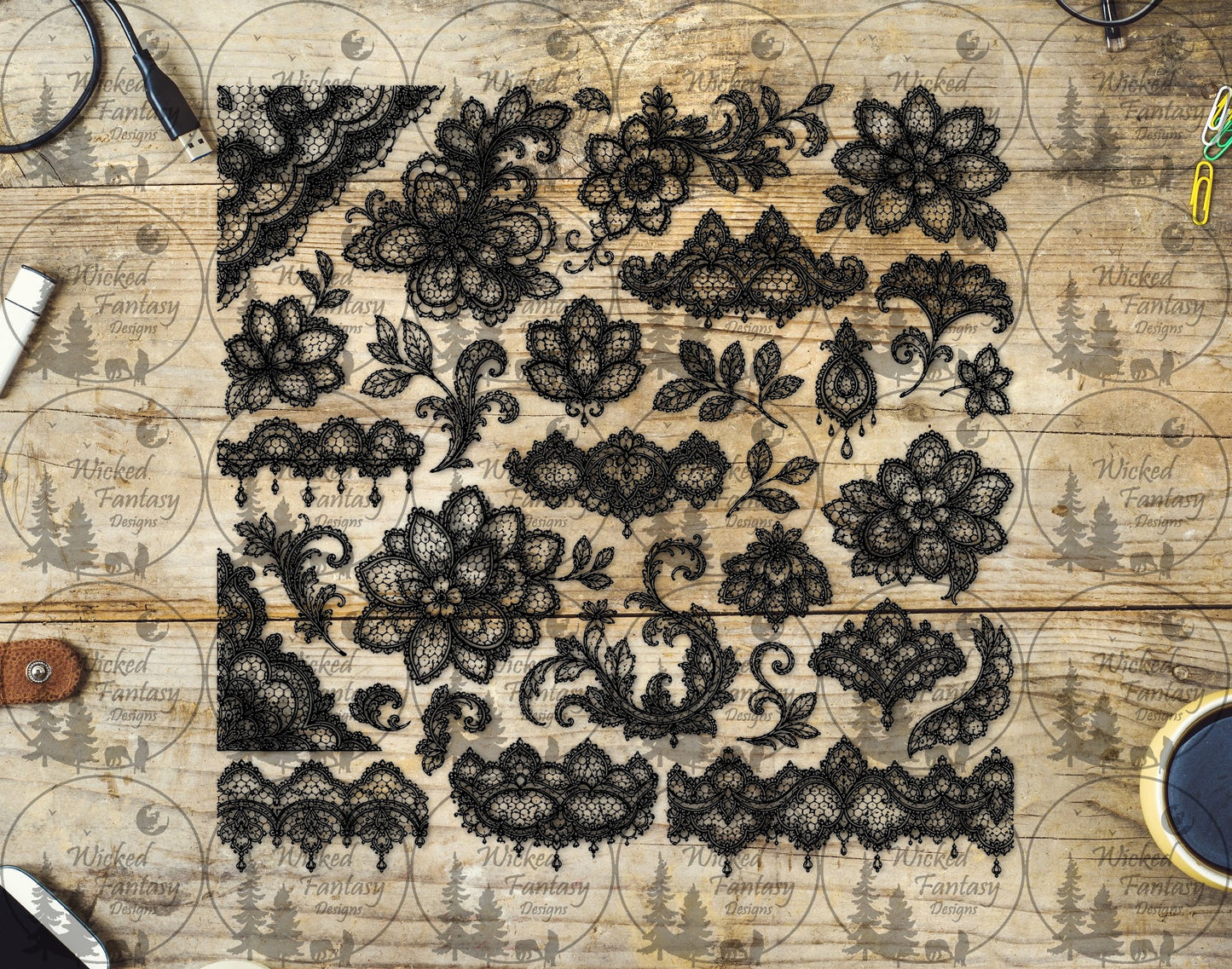 UVDTF Lace Florals and Flourishes Filler Element Sheet