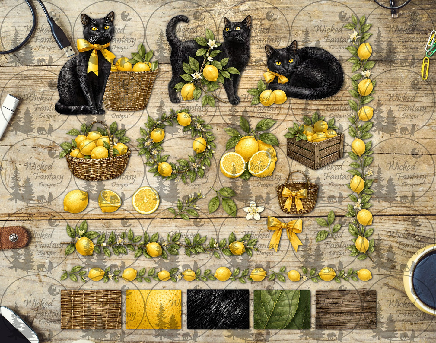 UVDTF Lemons and Black Cats Multimedia Element Sheet